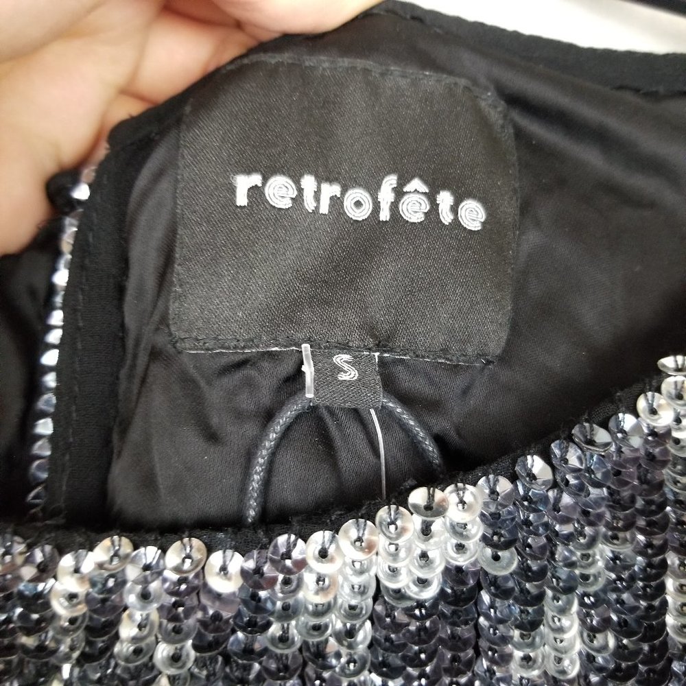 ✨ NWT Retrofête Emani Long Sleeve Sequin Mini Dress - Black/Silver (Size S) - Picture 5 of 15